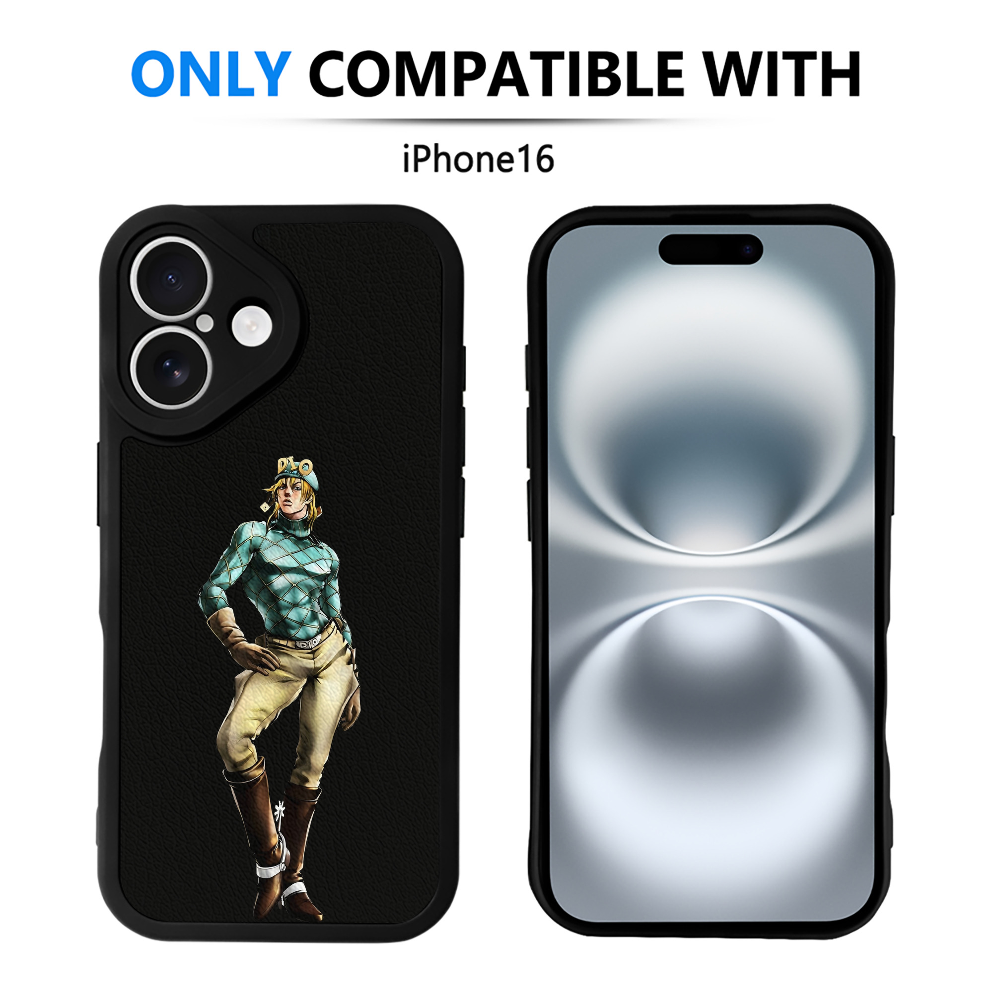 （画像用） ジョジョの奇妙な冒険 ディオ?ブランドー JoJo's Bizarre Adventure Dio Brando 【iPhone 16シリーズ対応】シリコンスマホケース（レザー調） 材質：シリコン